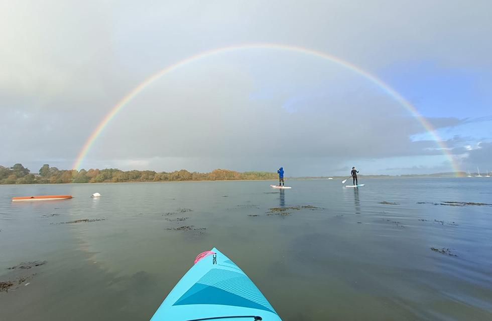 Sortie Kayak et Paddle avec Avel pad avec un arc-en-ciel